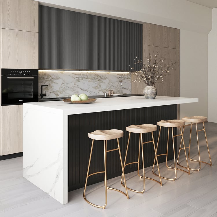 Modern 72" Wood Kitchen Island with Storage, White & Black