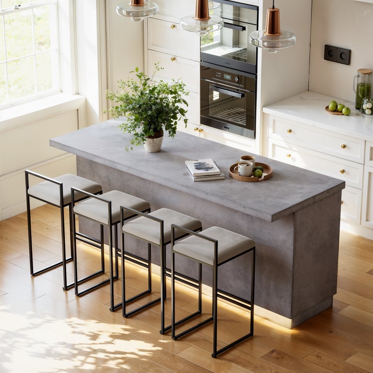 Japandi 72" Gray Kitchen Island with Storage & LED Lighting