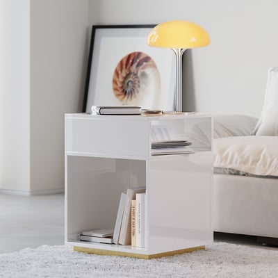 Mordelle Modern Side Table with Open Storage End Table with Charging Station Nightstand | Homary 
