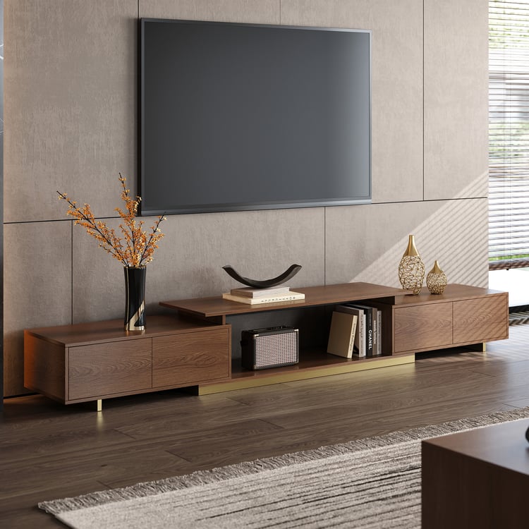 Mordel 63"-94" Extendable Walnut TV Stand with Storage
